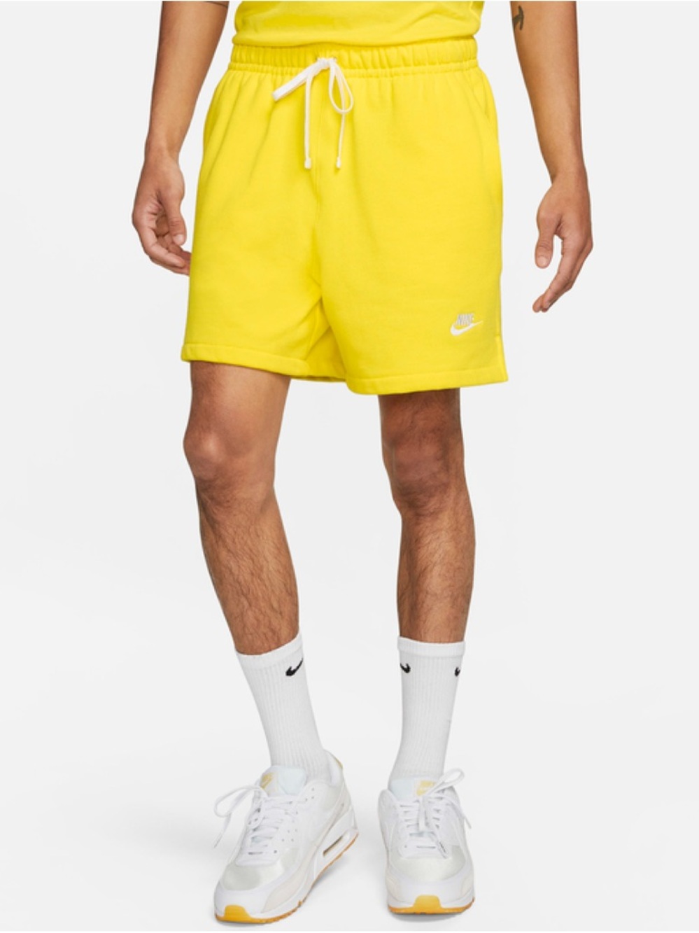 Nike Club Fleece Men's French Terry Flow Sweat Shorts Opti Yellow Bright Small